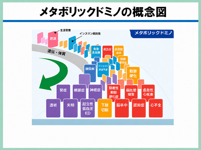 メタボリックドミノの詳細な概念図
